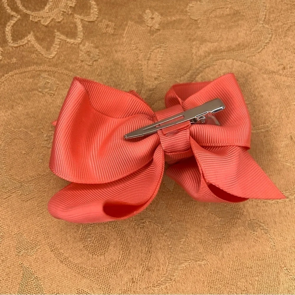 SET OF 4 HAIR BOWS CHEER PINK ORANGE COLORFUL
